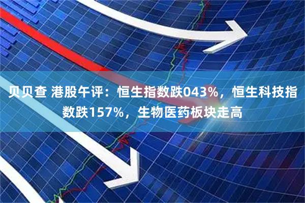 贝贝查 港股午评：恒生指数跌043%，恒生科技指数跌157%，生物医药板块走高